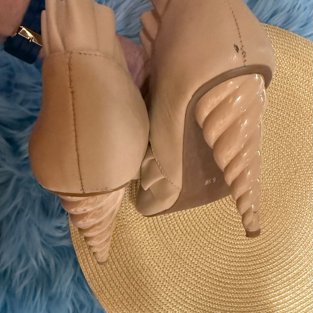 Jeffery Cambell Michelle Nude Leather Peep Toe Unicorn Heels 6.5 - Picture 9 of 9